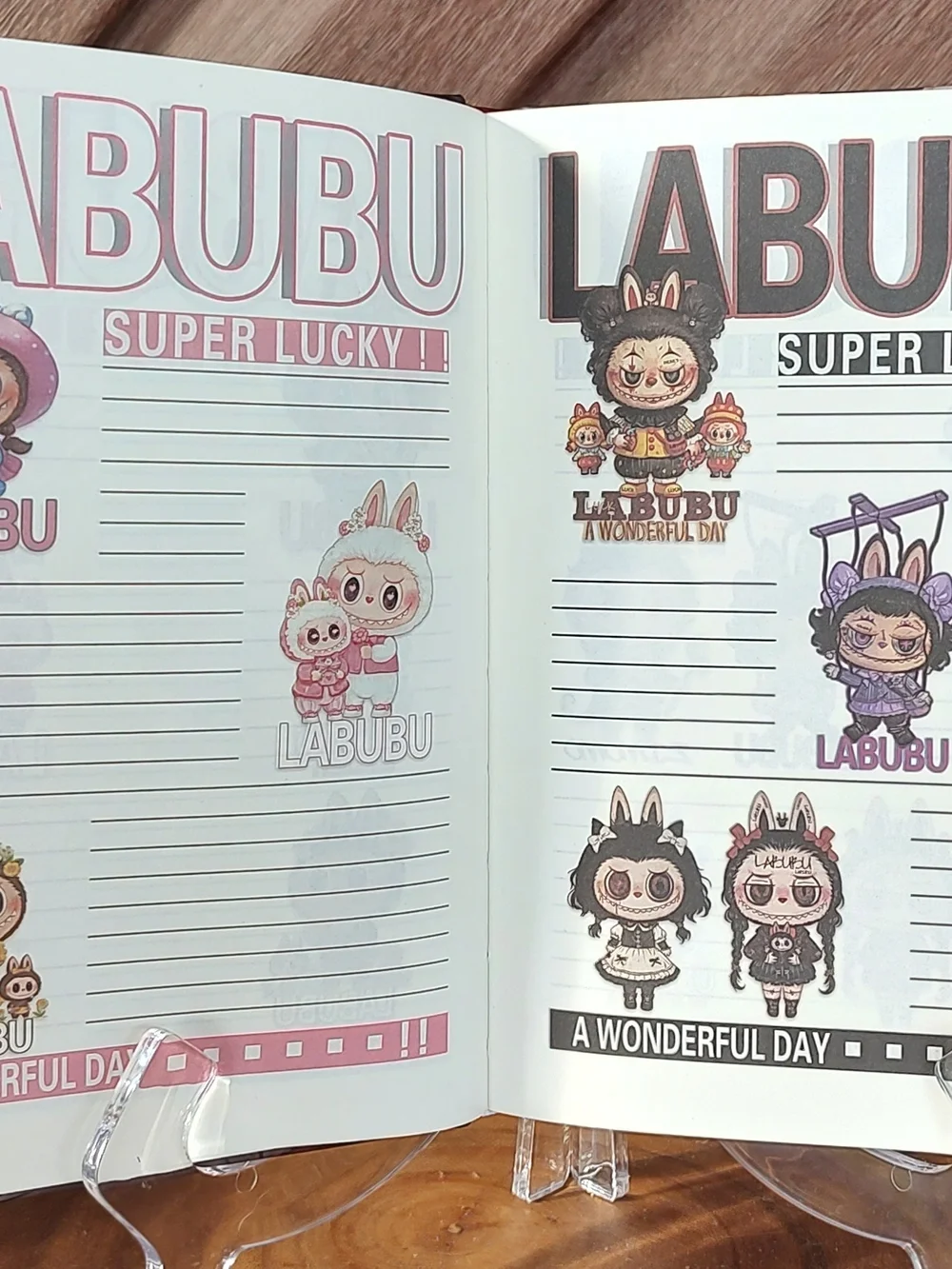 Labubu Pink Illustrated Hardcover Notebook - A Wonderful Day